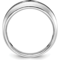 14K White Gold 1/2 Carat Black and White Diamond Ring with Grooved Satin Band and Rhodium Finish by IBGoodman