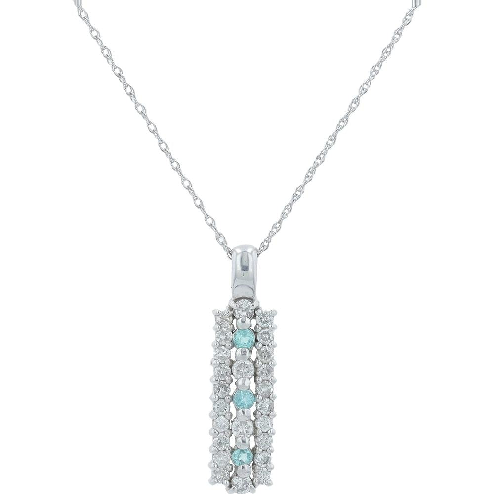 14K White Gold 1/2 Carat Diamond Bar Necklace - 0.50 Carat Total Diamond Weight
