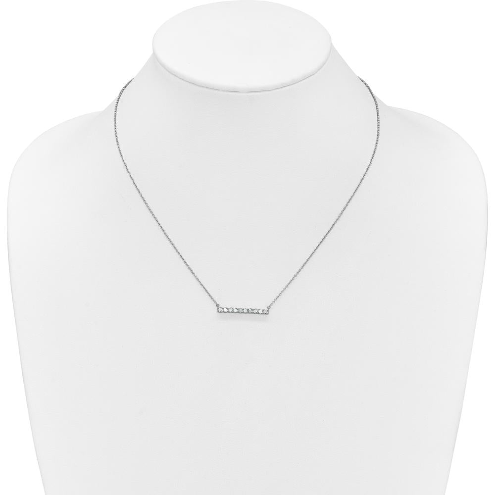 14K White Gold 1/2 Carat Diamond Bar Necklace - 18 Inches by Monteluci Fine Jewelry