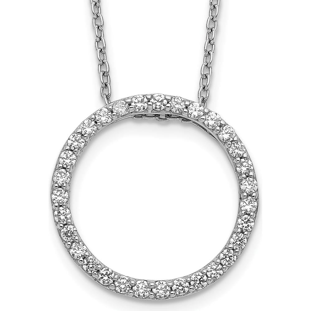 14K White Gold 1/2 Carat Diamond Circle Pendant Necklace - 31 Round Diamonds by Monteluci Fine Jewelry