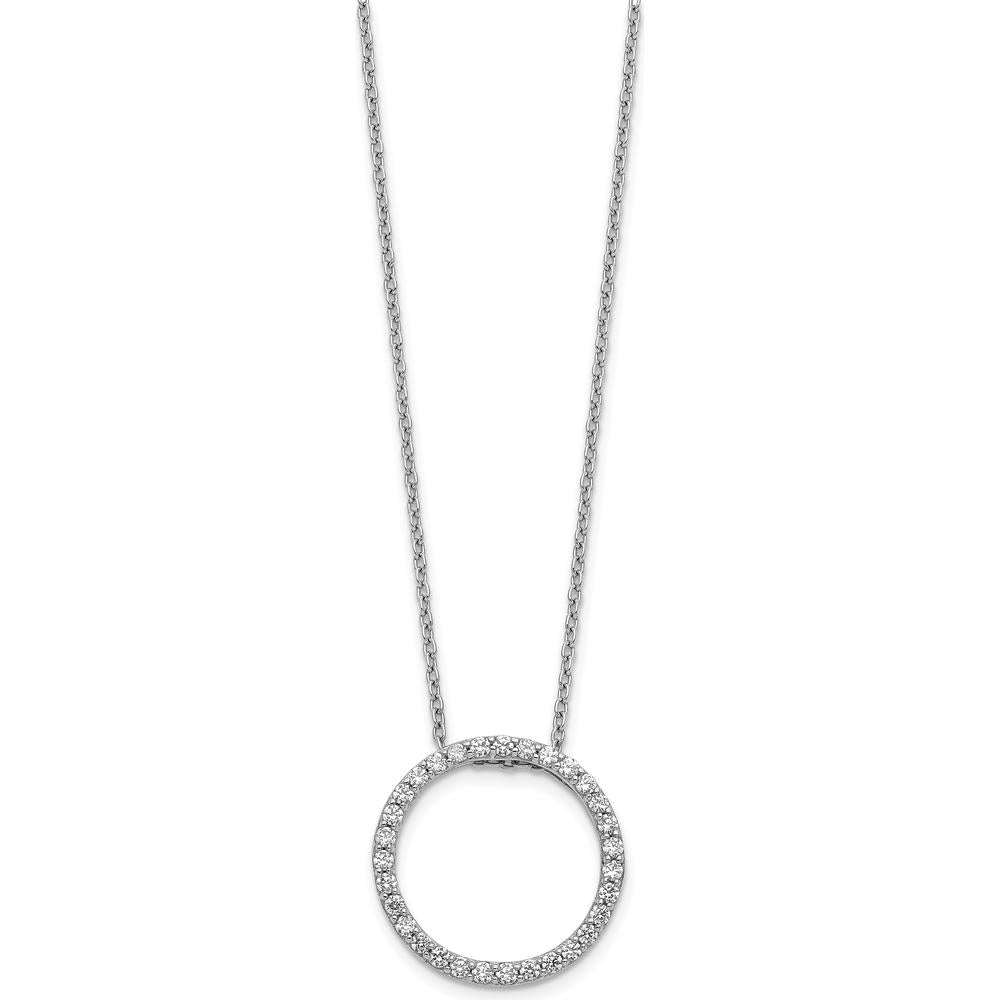 14K White Gold 1/2 Carat Diamond Circle Pendant Necklace - 31 Round Diamonds by Monteluci Fine Jewelry