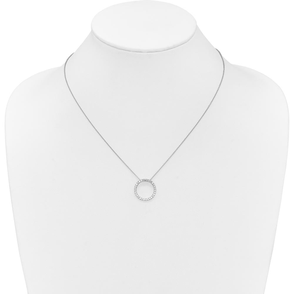 14K White Gold 1/2 Carat Diamond Circle Pendant Necklace - 31 Round Diamonds by Monteluci Fine Jewelry