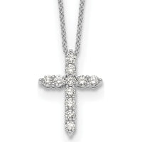 14K White Gold 1/2 Carat Diamond Cross Pendant Necklace - 18" Cable Chain by Monteluci Fine Jewelry