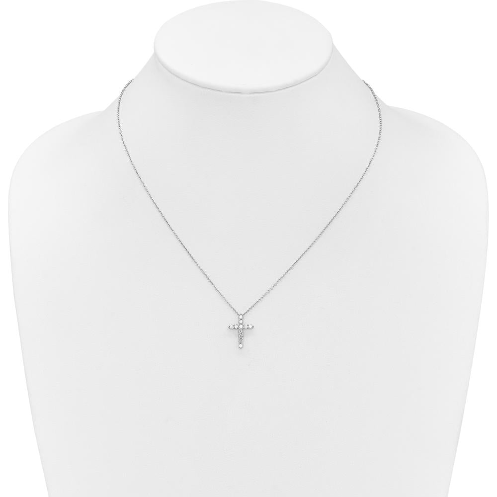 14K White Gold 1/2 Carat Diamond Cross Pendant Necklace - 18" Cable Chain by Monteluci Fine Jewelry