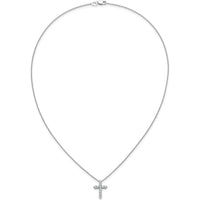 14K White Gold 1/2 Carat Diamond Cross Pendant Necklace - 18" Cable Chain by Monteluci Fine Jewelry
