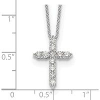 14K White Gold 1/2 Carat Diamond Cross Pendant Necklace - 18" Cable Chain by Monteluci Fine Jewelry