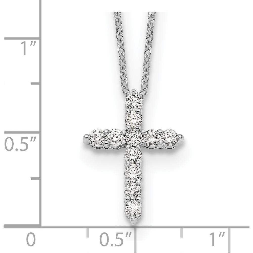 14K White Gold 1/2 Carat Diamond Cross Pendant Necklace - 18" Cable Chain by Monteluci Fine Jewelry