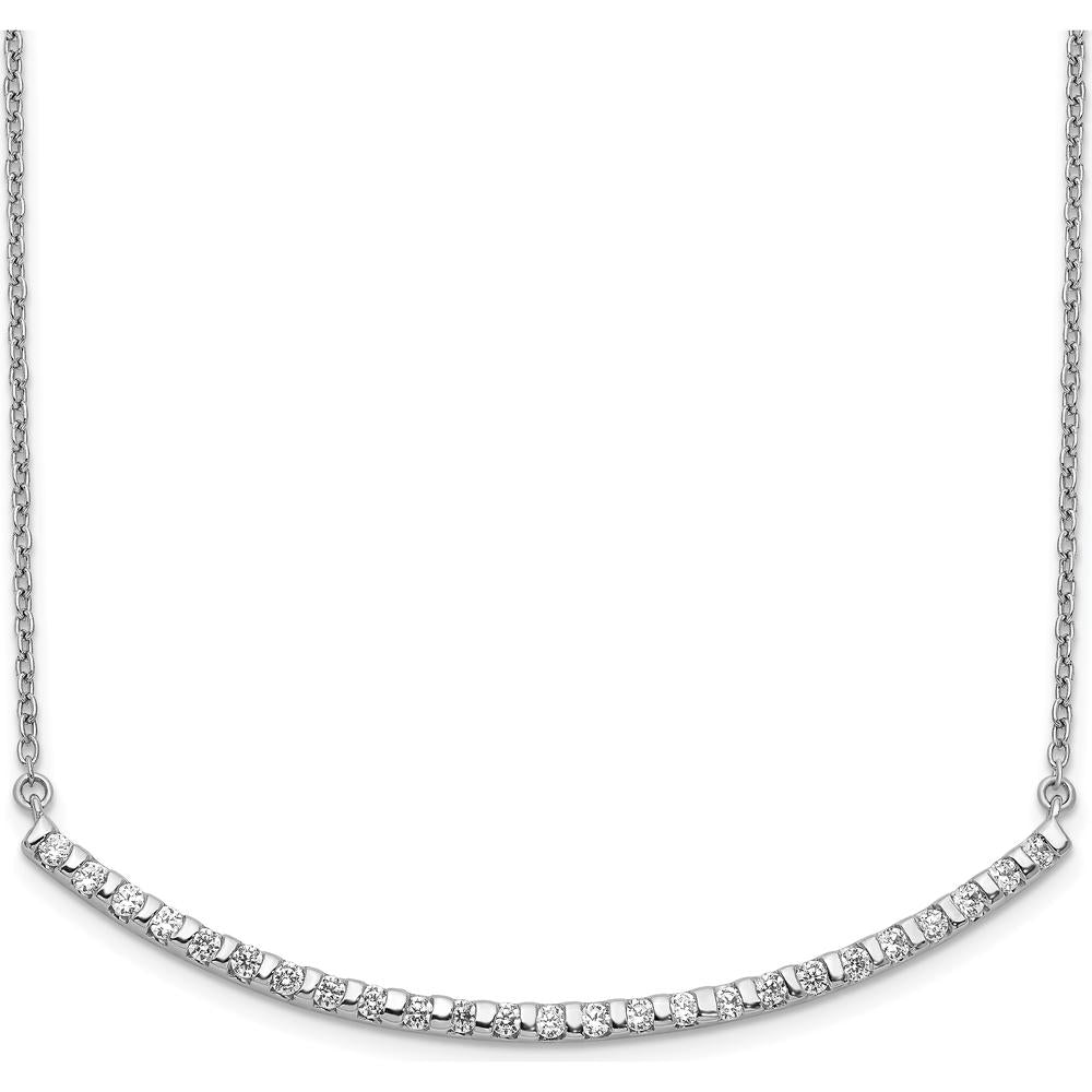 14K White Gold 1/2 Carat Diamond Curved Bar Pendant Necklace - 25 Round Diamonds by Monteluci Fine Jewelry