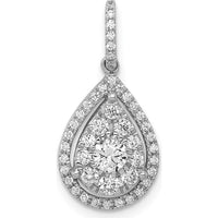14K White Gold 1/2 Carat Diamond Halo Teardrop Pendant - 0.1532 Carat Diamond by Monteluci Fine Jewelry