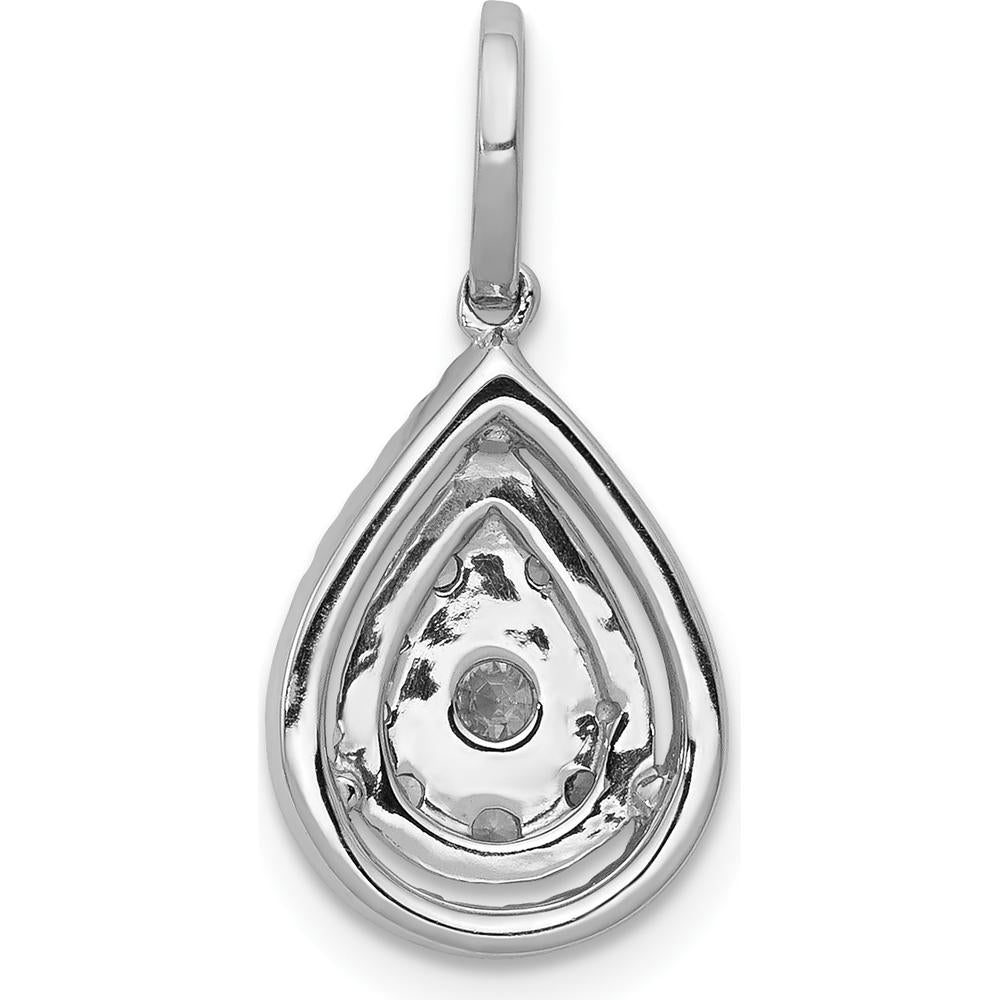 14K White Gold 1/2 Carat Diamond Halo Teardrop Pendant - 0.1532 Carat Diamond by Monteluci Fine Jewelry