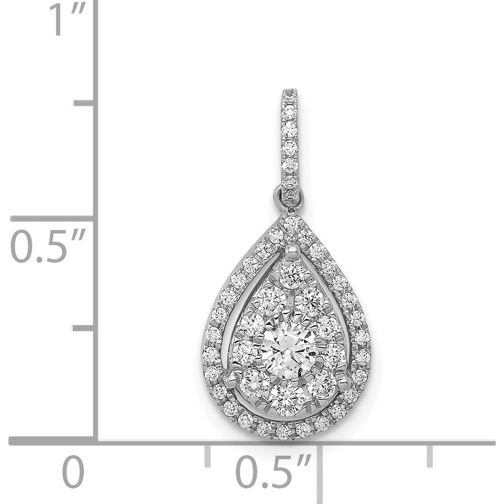 14K White Gold 1/2 Carat Diamond Halo Teardrop Pendant - 0.1532 Carat Diamond by Monteluci Fine Jewelry