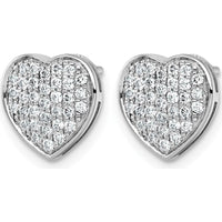 14K White Gold 1/2 Carat. Diamond Heart Post Earrings - 68 Round Diamonds Total by Oro Pregiato