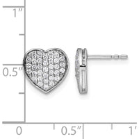 14K White Gold 1/2 Carat. Diamond Heart Post Earrings - 68 Round Diamonds Total by Oro Pregiato
