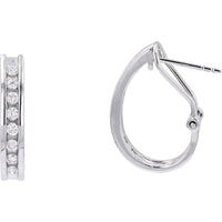 14K White Gold 1/2 Carat Diamond Hoop Earrings