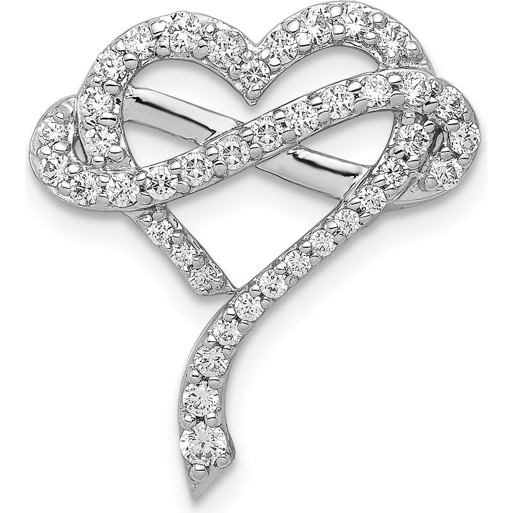 14K White Gold 1/2 Carat Diamond Infinity Heart Chain Slide Pendant - Natural Round Cut Diamonds by Monteluci Fine Jewelry