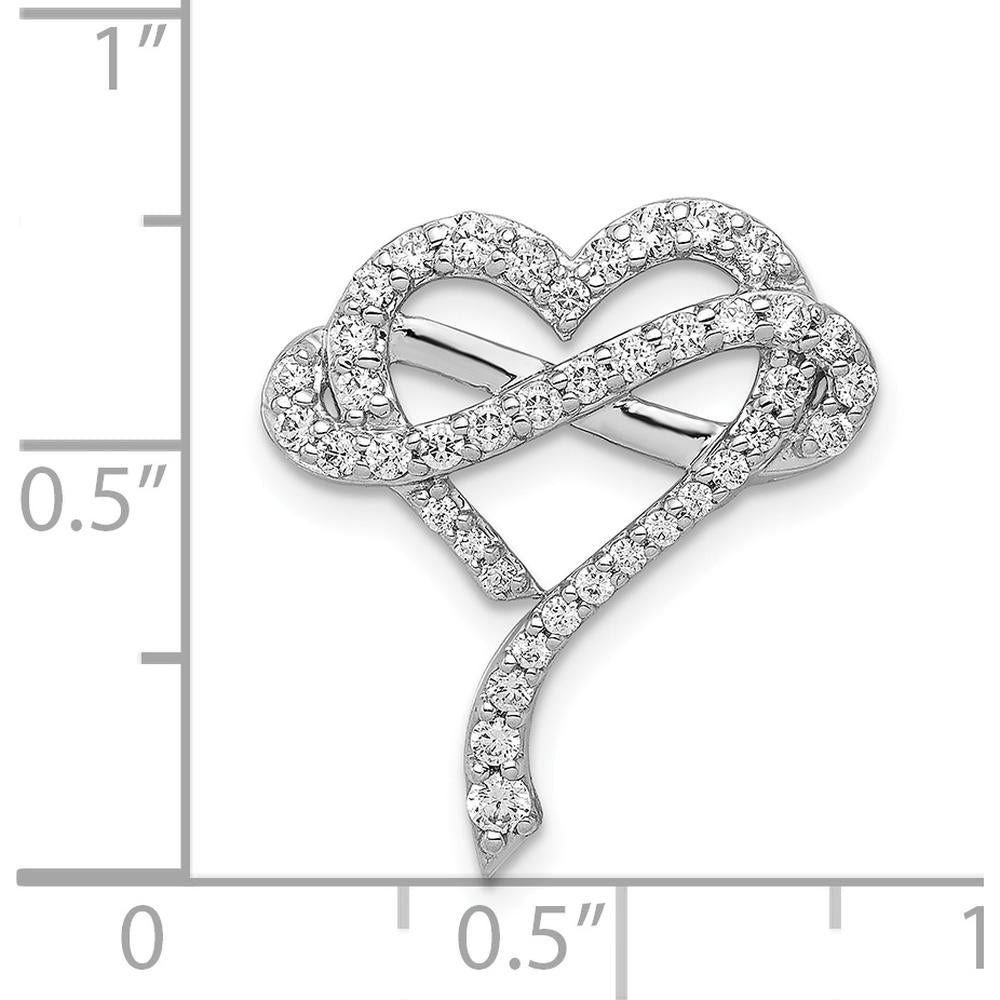 14K White Gold 1/2 Carat Diamond Infinity Heart Chain Slide Pendant - Natural Round Cut Diamonds by Monteluci Fine Jewelry