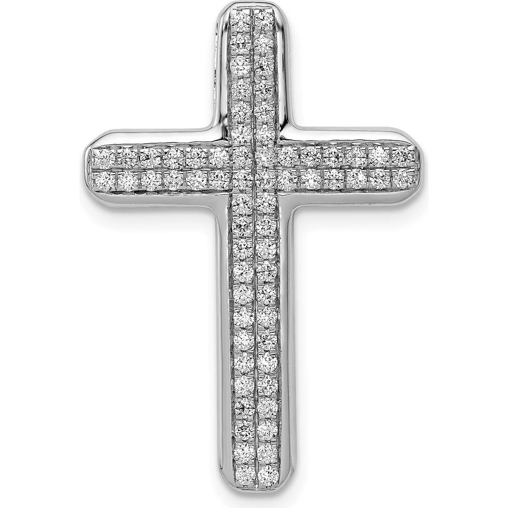 14K White Gold 1/2 Carat Diamond Latin Cross Slide Pendant by Monteluci Fine Jewelry