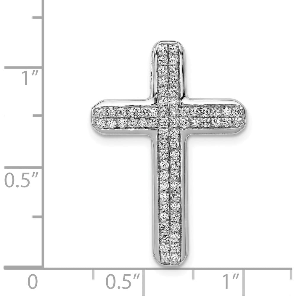 14K White Gold 1/2 Carat Diamond Latin Cross Slide Pendant by Monteluci Fine Jewelry