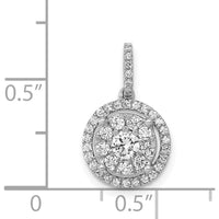 14K White Gold 1/2 Carat Diamond Round Halo Cluster Pendant - 0.22 Carat Total Diamond Weight by Monteluci Fine Jewelry