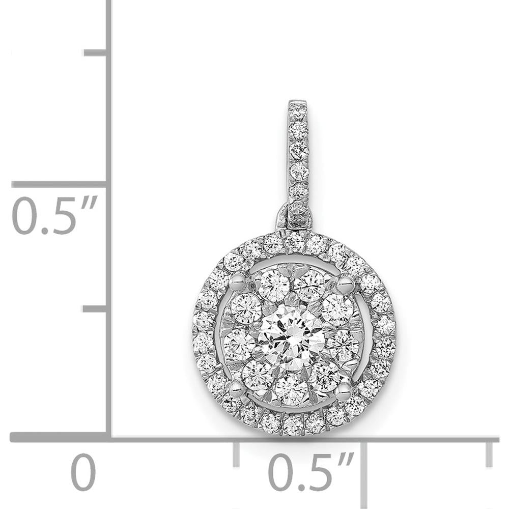 14K White Gold 1/2 Carat Diamond Round Halo Cluster Pendant - 0.22 Carat Total Diamond Weight by Monteluci Fine Jewelry