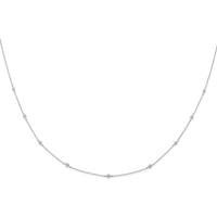 14K White Gold 1/2 Carat Diamond Station Necklace - 18" Length by Monteluci Fine Jewelry
