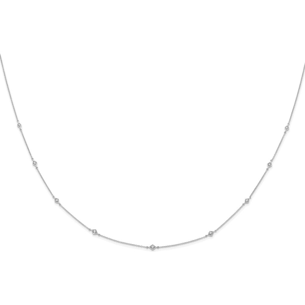 14K White Gold 1/2 Carat Diamond Station Necklace - 18" Length by Monteluci Fine Jewelry