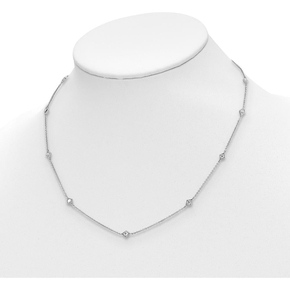 14K White Gold 1/2 Carat Diamond Station Necklace - 18" Length by Monteluci Fine Jewelry
