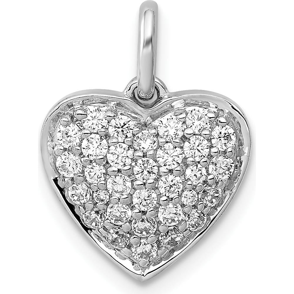14K White Gold 1/2 Carat Pave Diamond Heart Pendant - Timeless Elegance by Monteluci Fine Jewelry