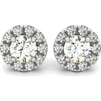 14K White Gold 1.2 Carat Total Weight Lab Diamond Halo Earrings by Robinson's Jewelers