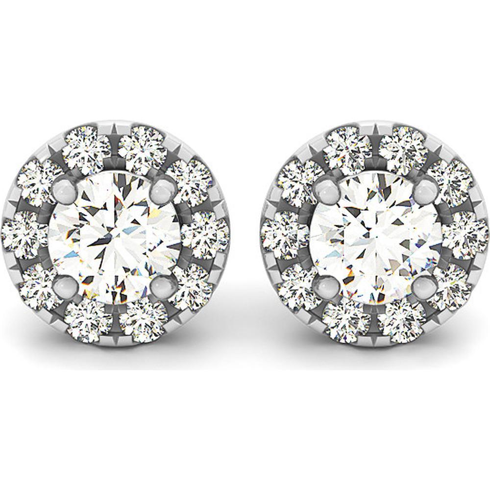 14K White Gold 1.2 Carat Total Weight Lab Diamond Halo Earrings by Robinson's Jewelers