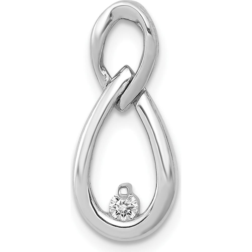 14K White Gold 1/20 Carat Diamond Double Teardrop Chain Slide - 0.05 Carat Diamond by Monteluci Fine Jewelry