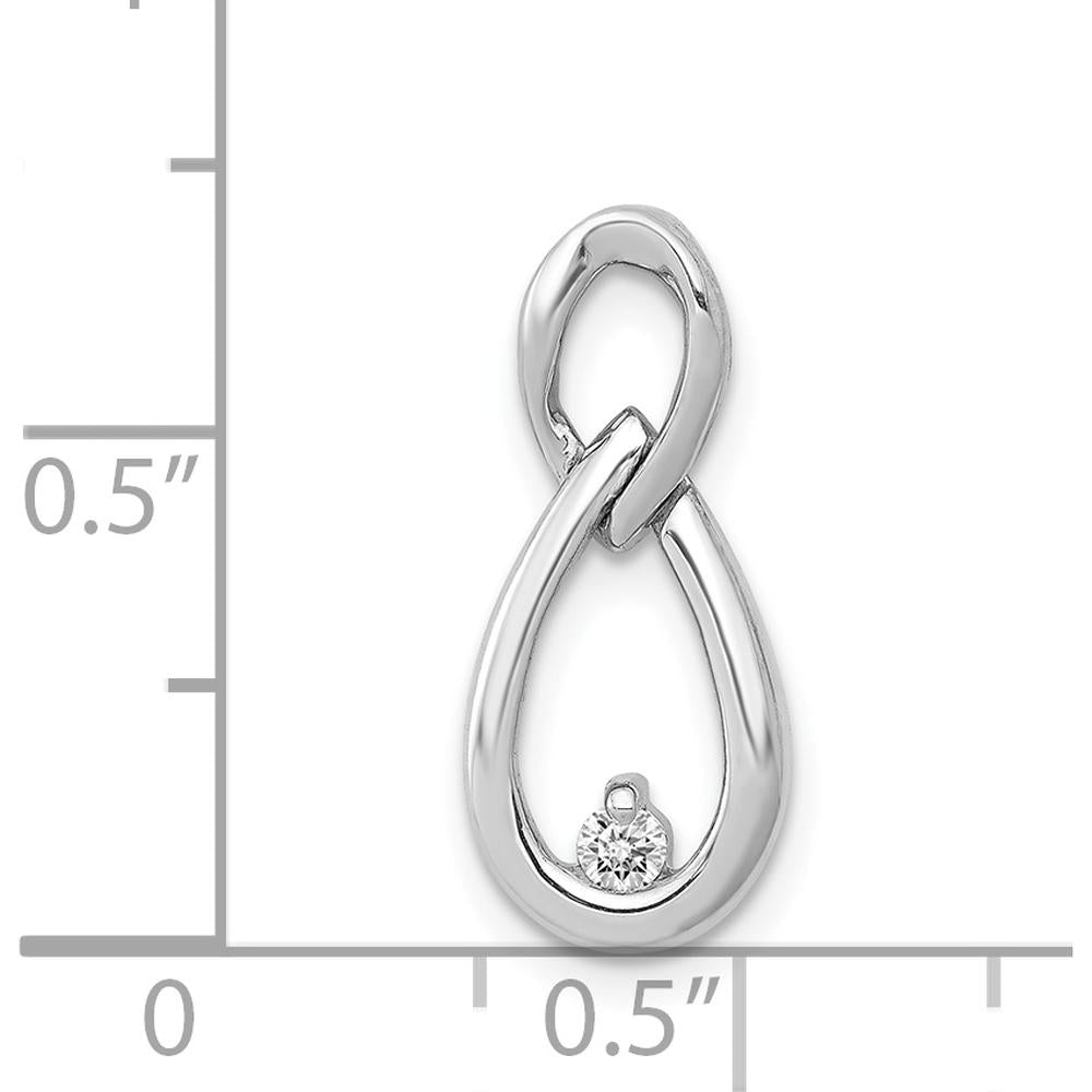14K White Gold 1/20 Carat Diamond Double Teardrop Chain Slide - 0.05 Carat Diamond by Monteluci Fine Jewelry