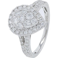 14K White Gold 1.20 Carats Diamond Bridal Set with Pear-Shaped Halo Diamond