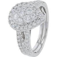 14K White Gold 1.20 Carats Diamond Bridal Set with Pear-Shaped Halo Diamond