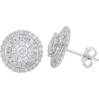 14K White Gold 1.20 Carats Diamond Cluster Stud Earrings