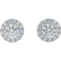 14K White Gold 1.27 Carat Lab Grown Diamond Halo Stud Earrings - 1.27 Carat Total Diamond Weight