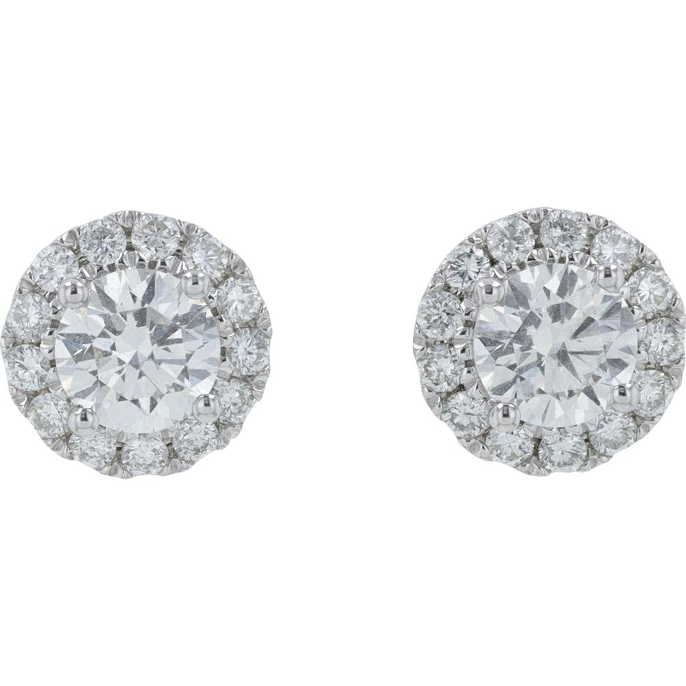 14K White Gold 1.27 Carat Lab Grown Diamond Halo Stud Earrings - 1.27 Carat Total Diamond Weight