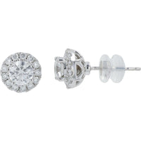 14K White Gold 1.27 Carat Lab Grown Diamond Halo Stud Earrings - 1.27 Carat Total Diamond Weight