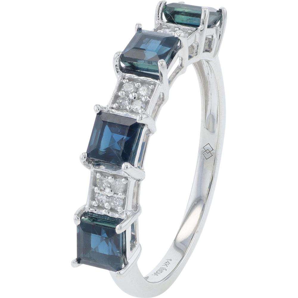14K White Gold 1.28 Carat Sapphire and Diamond Ring - 0.06 Carat Total Diamond Weight