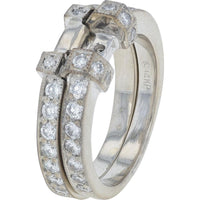 14K White Gold 1.28 Carats Diamond Semi-Mount Bridal Set with Milgrain Detailing