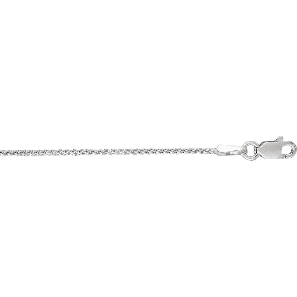 14K White Gold 1.2mm Diamond Cut Round Wheat Chain Necklace - 20" by Orozza Fine Jewelry