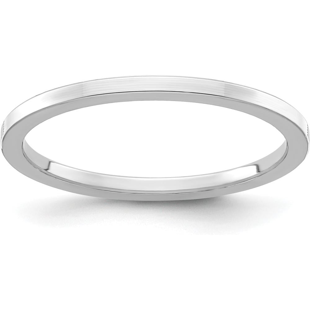 14K White Gold 1.2mm Flat Polished Stackable Band Ring - Size 10 by 0