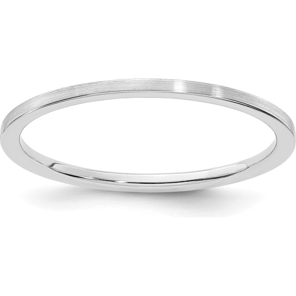 14K White Gold 1.2mm Flat Satin Stackable Band Ring by 0
