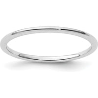 14K White Gold 1.2mm Half Round Polished Stackable Band - Size 10 by 0