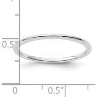 14K White Gold 1.2mm Half Round Polished Stackable Band - Size 10 by 0