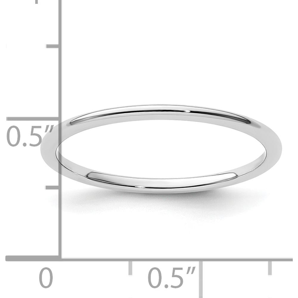 14K White Gold 1.2mm Half Round Polished Stackable Band - Size 10 by 0