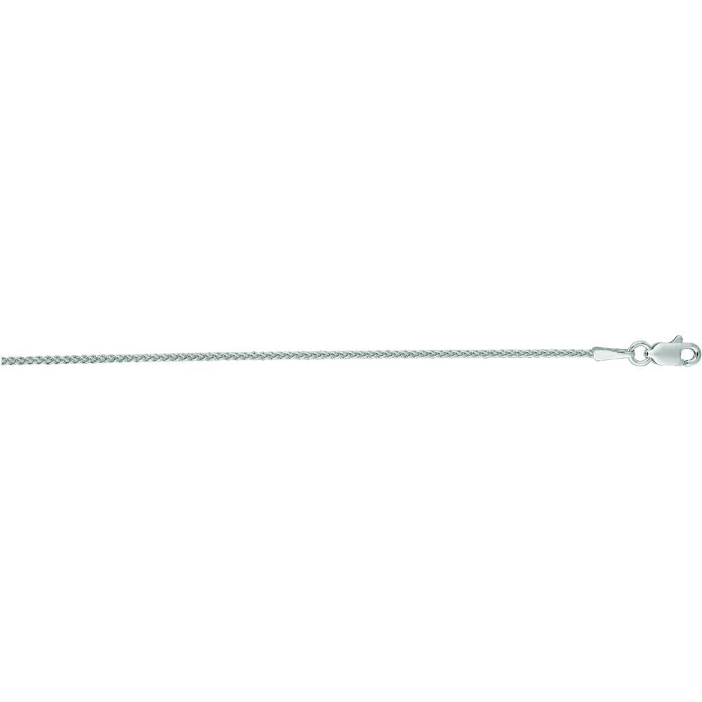 14K White Gold 1.2mm Round Wheat Chain Necklace with Lobster Clasp - 20" by Orozza Fine Jewelry