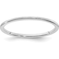 14K White Gold 1.2mm Satin Finish Half Round Stackable Band - Size 10 by 0