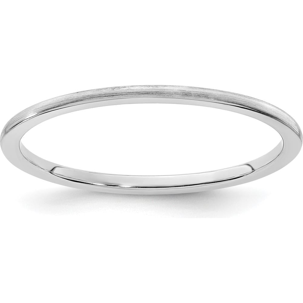 14K White Gold 1.2mm Satin Finish Half Round Stackable Band - Size 10 by 0