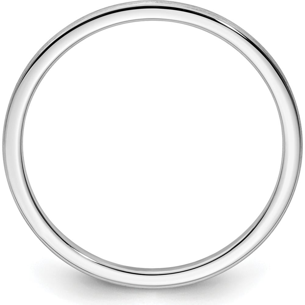 14K White Gold 1.2mm Satin Finish Half Round Stackable Band - Size 10 by 0